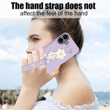 for iPhone 16 Case Exquisite Leather Built-in Flip Card Holder Freshness Small Flower Pattern with Long and Short Strap flip Bracket Daily Travel Women