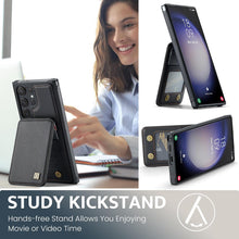 for Samsung Galaxy S24 Ultra Case PC Hard Frame Durable Leather Built-in Flip Cover 4 Card solts FRID Function Magnetic Clasp Multifunctional Anti-Drop Phone case