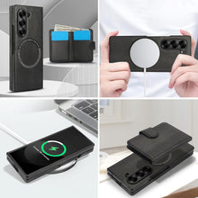 삼성 갤럭시 Z Fold5 케이스 2-in-1 분리형 자석 지갑, 5개 카드 슬롯, MagSafe 및 RFID 차단 기능, PU 가죽 킥스탠드, 무선 충전 기능