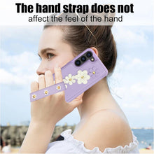 for Samsung Galaxy S23 Plus Case Exquisite Leather Built-in Flip Card Holder Freshness Small Flower Pattern with Long and Short Strap flip Bracket Daily Travel Women