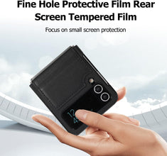 for Samsung Galaxy Z Flip 6 Case with Ring Stand Exquisite and Fashionable PU Leather Folding Protective Cover Full Body Anti-Fall and Shockproof