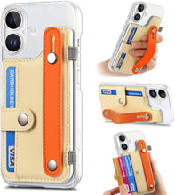 for iPhone 16 Pro Case Clear PC Bottom Case Leather Buckle Card Holder Adjustable Wrist Strap Trendy Little Fresh iPhone 16 Pro Case