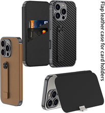 for iPhone 16 Pro Mobile Phone Case Classic Style Card Holder Luxurious Durable Leather Flip Cover Stand Rotatable Magnetic Strap Anti-Fingerprint Anti-Fall