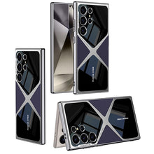 for Samsung Galaxy S25 Ultra Back Cover Electroplated Leather Drop-Proof Shockproof Soft TPU Glossy Frame X Pattern Phone Case for Galaxy S25 Ultra
