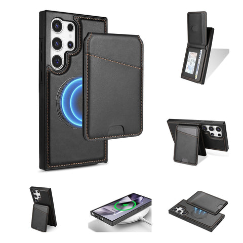 for Samsung Galaxy S23 Ultra 2 in 1 Detachable Card Bag Wallet Case Durable Leather Wallets Magnetic Card Holder 4 Card Slots RFID Blocking