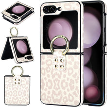 Konstreet for Samsung Galaxy Z Flip5 Case Fashion Leopard Print Design with Stand Anti-Fall Protection Portable Hanging Ring