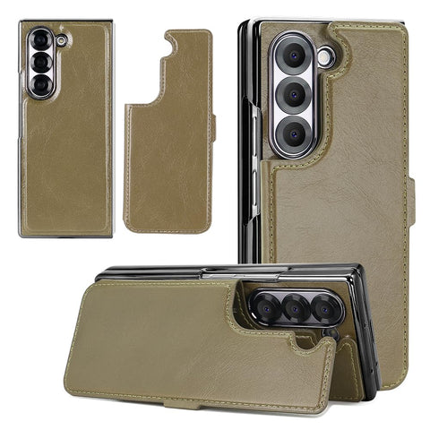 for Samsung Galaxy Z Fold 6 Phone Case with Strong Magnetic Attraction Detachable Card Holder RFID Blocking, Wireless Charging for Galaxy Fold 6 Case Exquisite Durable