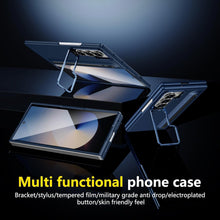 for Samsung Galaxy Z Fold 7 Protect Case with Slim S Pen Slot & Capacitance Pen, Lens Stand and Bulit-in Screen Protection & Hinge Protection Full Body Drop Fall Protection(DarkBlue)