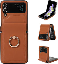 for Samsung Galaxy Z Flip 6 Case with Ring Stand Exquisite and Fashionable PU Leather Folding Protective Cover Full Body Anti-Fall and Shockproof