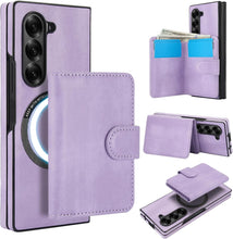 삼성 갤럭시 Z Fold3/Fold4 케이스용 Konstreet 2-in-1 분리형 자석 지갑, 5개 카드 슬롯, MagSafe 및 RFID 차단 기능, PU 가죽 킥스탠드, 무선 충전