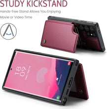 for Samsung Galaxy S23 Ultra Case with Multiple Card Holder and 1 Photo Slot Magnetic Wallet Buckle RFID Blocking Durable Leather Bracket Shockproof S23 Ultra Case for Galaxy