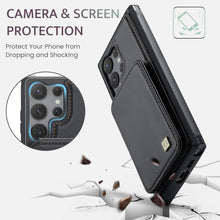for Samsung Galaxy S24 Ultra Case PC Hard Frame Durable Leather Built-in Flip Cover 4 Card solts FRID Function Magnetic Clasp Multifunctional Anti-Drop Phone case