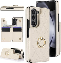 for Samsung Galaxy Z Fold 6 Wallet Case with Ring and Credit Card Holder, Cash Slot, Luxurious Diamond Leather Magnetic Clasp Kickstand Heavy Duty Protective Cover.(Green)