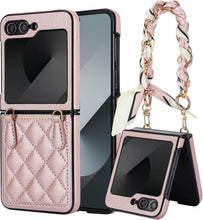 for Samsung Galaxy Z Flip6 Mobile Phone Case Folding Version with Detachable Crossbody Strap and Scarf Lanyard Anti-Fall Wear-Resistant Luxury Leather Protective Case