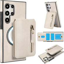 for Samsung Galaxy S24 Case with 2-in-1 Detachable Magnetic Wallet 4 Card Slots and 1 Zipper Bag Compatible MagSafe and RFID Blocking Stand Wireless Charging