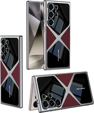 for Samsung Galaxy S25 Ultra Back Cover Electroplated Leather Drop-Proof Shockproof Soft TPU Glossy Frame X Pattern Phone Case for Galaxy S25 Ultra