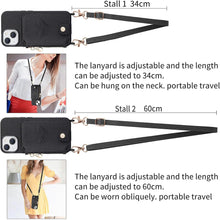 for iPhone 15 Mobile Phone Case Classic Card Holder Cute Heart Pattern Luxury Leather Flip Cover with Long Strap Compatibility with Daily Travel Anti-Fall Durable