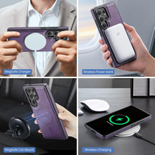 for Samsung Galaxy S25 Ultra 2 in 1 Detachable Card Bag Wallet Case Durable Leather Wallets Magnetic Card Holder 4 Card Slots Ring Stand RFID Blocking