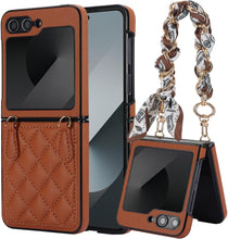 for Samsung Galaxy Z Flip6 Mobile Phone Case Folding Version with Detachable Crossbody Strap and Scarf Lanyard Anti-Fall Wear-Resistant Luxury Leather Protective Case