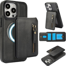 Konstreet for iPhone 14 Series Case with 2-in-1 Detachable Magnetic Wallet 4 Card Slots and 1 Zipper Bag Compatible MagSafe and RFID Blocking Stand Wireless Charging