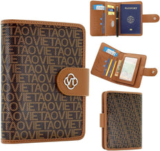 Passport Holder Wallet Bag with AirTag Holder, Card Slots and Passport Solt Ticket Cash Solt, Photo Solt Sim Card Pen Slot.Brown