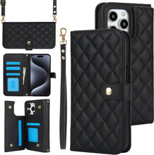 for iPhone 16 Wallet Case with 5 Card Slots and 1 Cash Slot and Crossbody Strap and Wrist Strap Luxury Fashion Shockproof Magnetic Flip Cover Protective