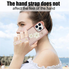 for iPhone 15 Pro Max Case Exquisite Leather Built-in Flip Card Holder Freshness Small Flower Pattern with Long and Short Strap flip Bracket Daily Travel Women