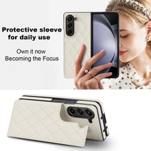for Samsung Galaxy Z Fold 6 Phone Case Diamond Soft Leather Folding Flip Cover Built-in 2 Card Slots with Magnetic Clasp Comfortable Hand Feel Anti-Drop Shockproof Fashion White