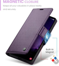 for Samsung Galaxy S25 Ultra Wallet Case, RFID Blocking with Kickstand 3 Credit Card Slot and Cash Slot Magnetic Closure Wireless Charging Slim PU Leather Protective Cover - Purple