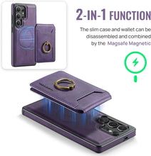 for Samsung Galaxy S25 Ultra 2 in 1 Detachable Card Bag Wallet Case Durable Leather Wallets Magnetic Card Holder 4 Card Slots Ring Stand RFID Blocking