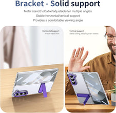 for Samsung Galaxy Z Fold 6 Mobile Phone Clear Case with Stand Built-in Screen Protector Crystal Clear Anti-Drop, Anti-Scratch and Shockproof Galaxy Fold 6 Case for Samsung