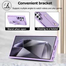 for Samsung Galaxy S23 Ultra Case Premium Leather Flip Card Holder Photo Frame Wallet Case Equipped with Long Strap for Cross-Body Adjustable Wrist Strap Bracket