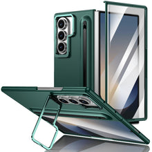 for Samsung Galaxy Z Fold 7 Protect Case with Slim S Pen Slot & Capacitance Pen, Lens Stand and Bulit-in Screen Protection & Hinge Protection Full Body Drop Fall Protection(DarkBlue)