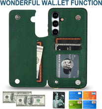 XIMAND for Samsung Galaxy S24 Ultra Wallet Case with Credit Card Holder RFID Blocking, Fold Premium Leather Magnetic Clasp Kickstand Heavy Duty Protective Cover.(Green)
