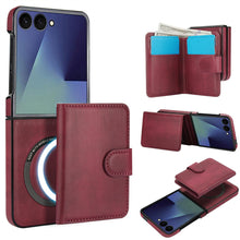 for Samsung Galaxy Z Flip 7 Case with 2 in 1 Detachable Magnetic Wallet, 4 Card Slots and Cash Slot,Compatible with MagSafe Wireless Charging, RFlD Blocking - Brown