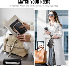 Passport Holder Wallet Bag with 11 Card Slots and Passport Solt Cash Solt Photo Solt Zipper Pocket, RFID Blocking Wristlet Strap for Travel.Brown