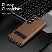 for Samsung Galaxy Z Fold 7 Maghetic Flip Folding Case, Multi-Angle Bracket, High Classy Luxurious Business Leather, Full Body Hinge Protective Slim Cover.(Brown)