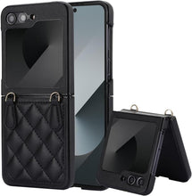 for Samsung Galaxy Z Flip6 Mobile Phone Case Folding Version with Detachable Crossbody Strap and Scarf Lanyard Anti-Fall Wear-Resistant Luxury Leather Protective Case