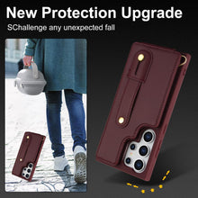 for Samsung Galaxy S24 Ultra Case Premium Leather Flip Card Holder Photo Frame Wallet Case Equipped with Long Strap for Cross-Body Adjustable Wrist Strap Bracket