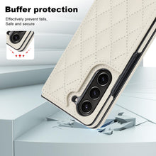 for Samsung Galaxy Z Fold 6 Phone Case Diamond Soft Leather Folding Flip Cover Built-in 2 Card Slots with Magnetic Clasp Comfortable Hand Feel Anti-Drop Shockproof Fashion White