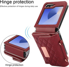 for Samsung Galaxy Z Flip 7 Wallet Case with Built-in Leather Cash Slot and Credit Card Holder, Adjustable Crossbody Strap, Hinge Protection for Women Ladies.(Red)