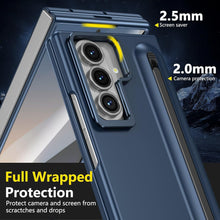for Samsung Galaxy Z Fold 7 Protect Case with Slim S Pen Slot & Capacitance Pen, Lens Stand and Bulit-in Screen Protection & Hinge Protection Full Body Drop Fall Protection(DarkBlue)