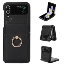 for Samsung Galaxy Z Flip 6 Case with Ring Stand Exquisite and Fashionable PU Leather Folding Protective Cover Full Body Anti-Fall and Shockproof