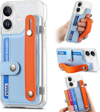 for iPhone 16 Pro Case Clear PC Bottom Case Leather Buckle Card Holder Adjustable Wrist Strap Trendy Little Fresh iPhone 16 Pro Case