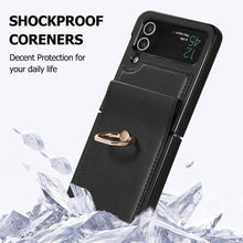 for Samsung Galaxy Z Flip 6 Case with Ring Stand Exquisite and Fashionable PU Leather Folding Protective Cover Full Body Anti-Fall and Shockproof