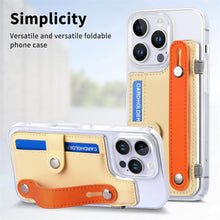 for iPhone 16 Pro Case Clear PC Bottom Case Leather Buckle Card Holder Adjustable Wrist Strap Trendy Little Fresh iPhone 16 Pro Case