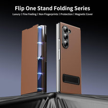 for Samsung Galaxy Z Fold 7 Maghetic Flip Folding Case, Multi-Angle Bracket, High Classy Luxurious Business Leather, Full Body Hinge Protective Slim Cover.(Brown)