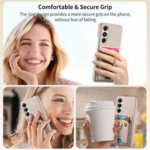 for Samsung Galaxy S23 Plus Case Lychee Leather Card Slot Equipped with Finger Ring Easy to Carry Calf Card Holder Cute Style Shockproof and Drop-Proof