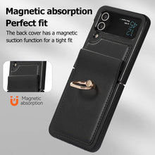 for Samsung Galaxy Z Flip 6 Case with Ring Stand Exquisite and Fashionable PU Leather Folding Protective Cover Full Body Anti-Fall and Shockproof
