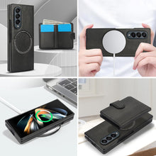 삼성 갤럭시 Z Fold3/Fold4 케이스용 Konstreet 2-in-1 분리형 자석 지갑, 5개 카드 슬롯, MagSafe 및 RFID 차단 기능, PU 가죽 킥스탠드, 무선 충전